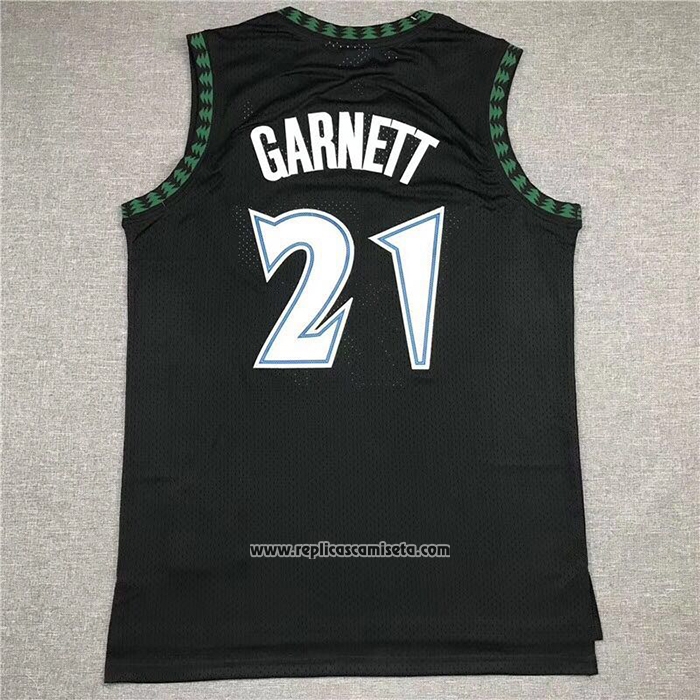 Camiseta Minnesota Timberwolves Kevin Garnett #21 Hardwood Classics Throwback Negro